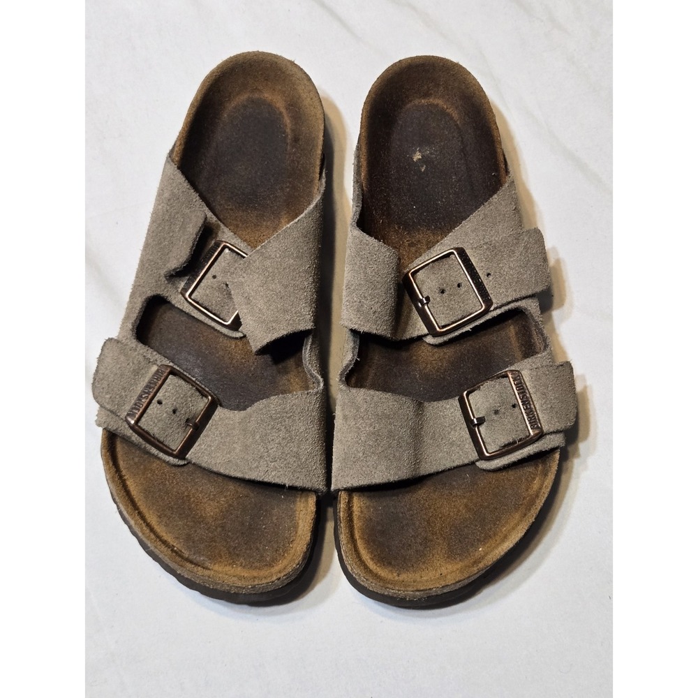 Birkenstock Arizona Womens Size US 7/EUR 38 Taupe Suede Sandals Boho Shiek Pics!